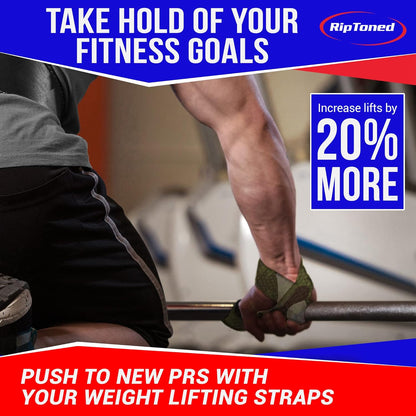 Rip Toned Performance Wrist Straps for Weightlifting – 23" Padded Lifting Straps for Men & Women – Cotton Gym Straps for Deadlifts, Strength Training, Bodybuilding & Powerlifting