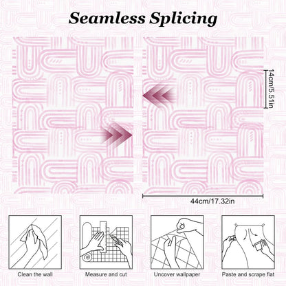 Boho Peel and Stick Wallpaper Modern Light Pink Contact Paper 17.3"x 1200" Self-Adhesive Removable Waterproof Geometric Wallpaper Vinyl Roll for Bathroom Bedroom Cabinets Décor