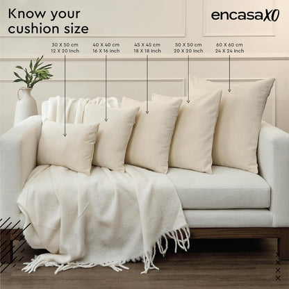 Encasa XO Velvet Throw Pillow Covers 20x20 in (50x50 cm) - Peach - No Inserts, Pack of 2 Cases | Solid Plain Dyed Soft & Smooth, Square Decorative Cushion Covers for Living & Bedroom