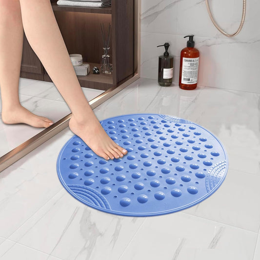 Shower Mat Anti-Slip 21.6'' Round Bathtub Mat with Suction Cups Machine Washable Shower Bath Mat