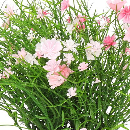 Artificial Babys Breath Potted Fake Plants with Flowers Faux Plants Indoor for Home Office Bookshelf Table Room Decor (Pink)