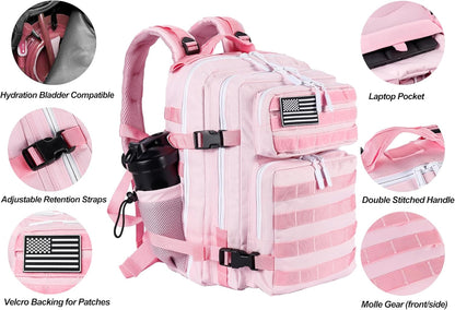 LHI Tactical Military Backpack for Men and Women 25L/35L Army Assault Pack Bag Small Rucksack with Bottle Holder