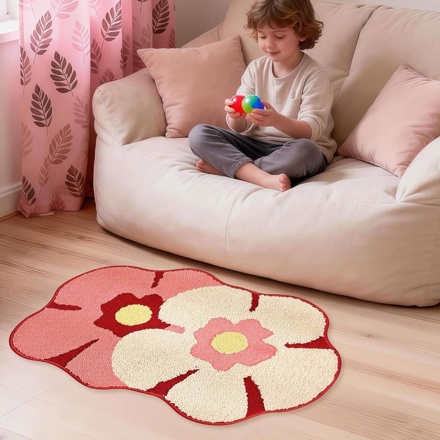 Larponder Flower Bath Mat,Funny Bathroom Rug,Non Slip Washable Rugs,Fluffy Soft Absorbent Applicable for Bathroom Floor Bathtub Summer Spring Home Decor Sink 18" x 28"