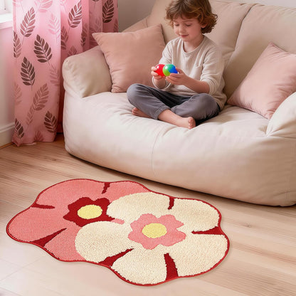 Larponder Flower Bath Mat,Funny Bathroom Rug,Non Slip Washable Rugs,Fluffy Soft Absorbent Applicable for Bathroom Floor Bathtub Summer Spring Home Decor Sink 18" x 28"