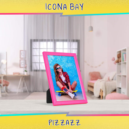 Icona Bay 5x7 Picture Frames (Pink, 3 Pack), Colored Solid Wood Scandinavian Style Frames for Photo, Pizzazz Collection