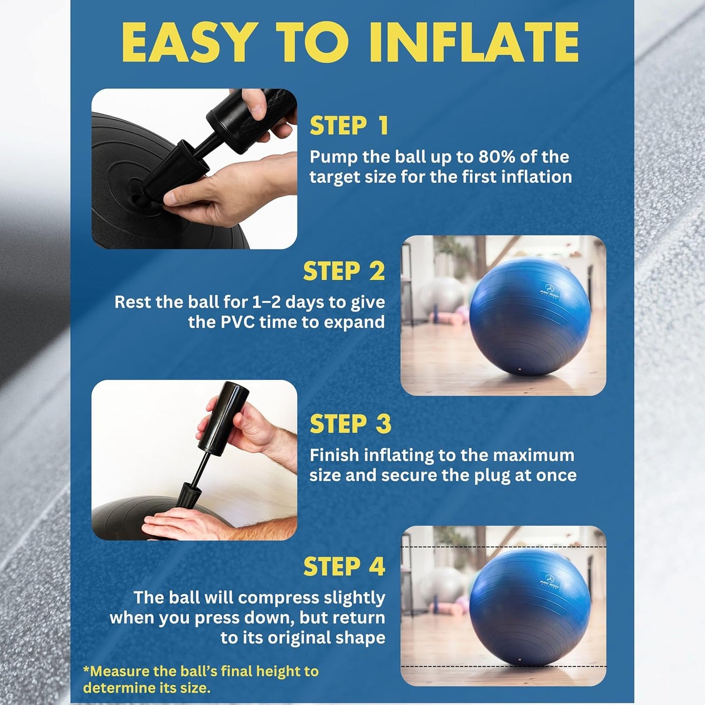 ProBody Pilates Exercise Ball - Multiple Sizes Gym Grade Balance Ball for Fitness, Yoga, Workout, Pregnancy & Physical Therapy