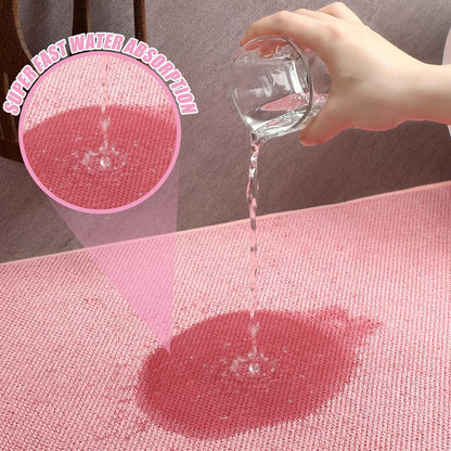 Hushee 2 Pack Extra Large Dish Drying Mat Microfiber Absorbent Dish Drying Pad Large Size Dishes Drainer Mats for Countertop, Sink, Refrigerator or Dryer (30 x 24 Inch,Pink)