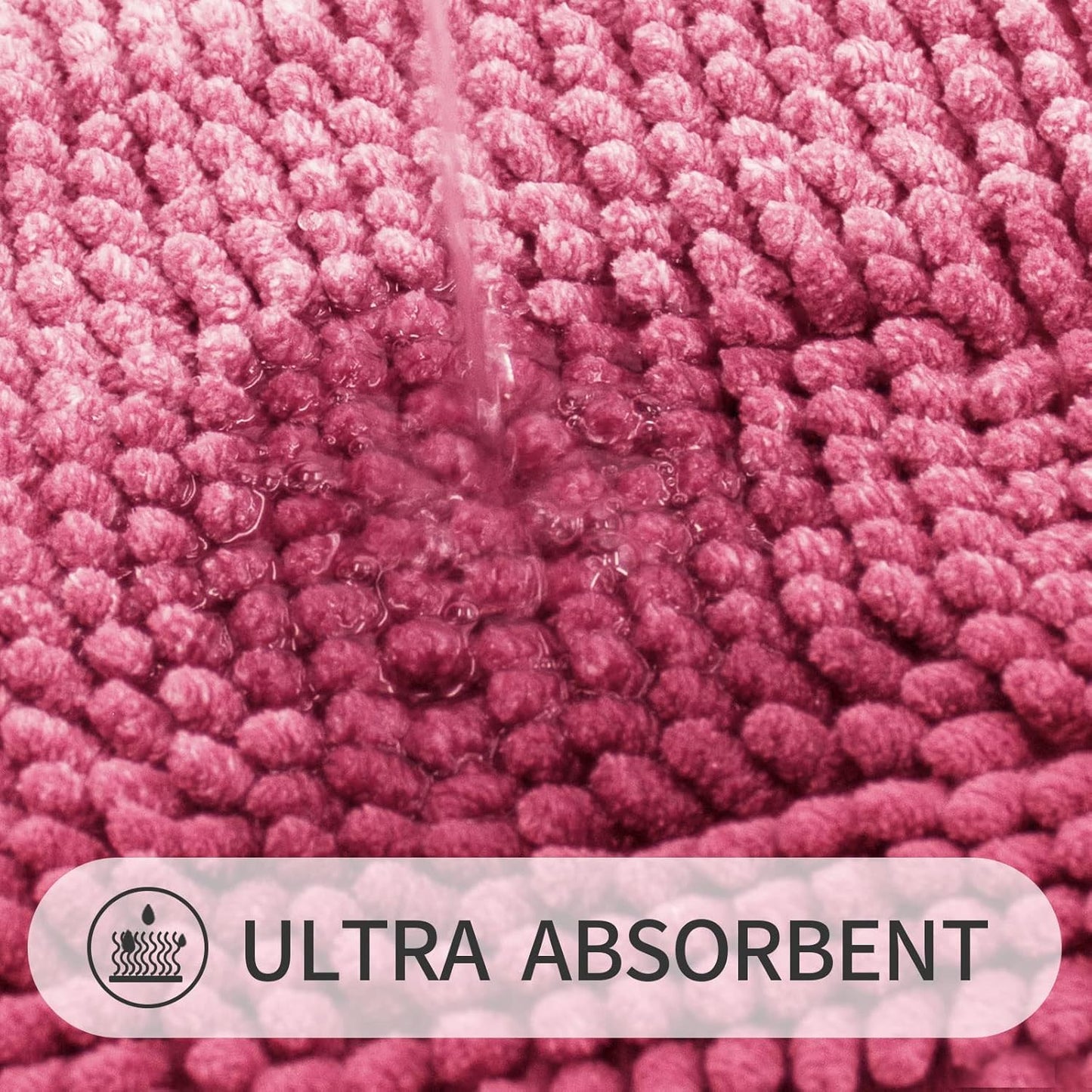 Gibelle Pink Bathroom Rug Set 2 Piece, Chenille Non Slip Bath Mat Set, Absorbent Shower Rug and Bath Room Floor Mats, Quick Dry Bathmat Bathroom Decor Accessories for Tub, 16" x 24", 20" x 32"