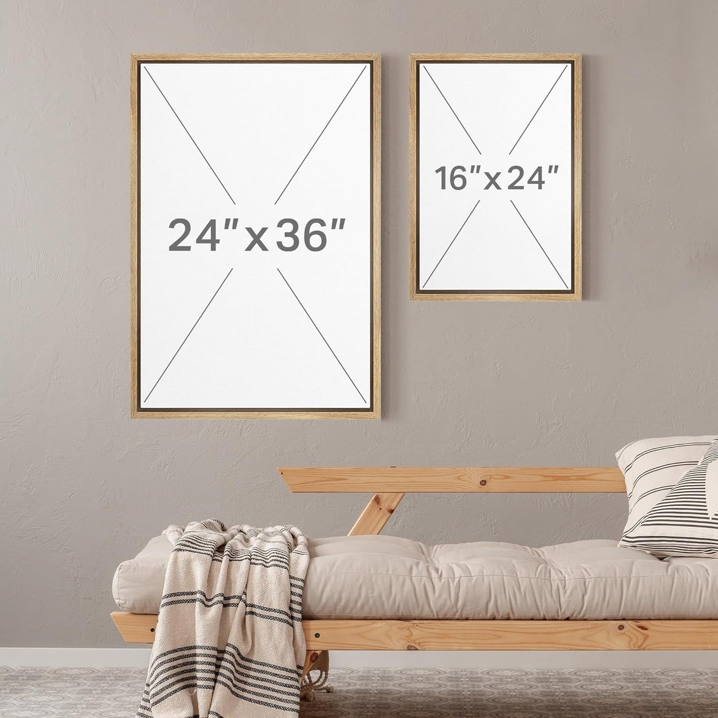 MUDECOR Framed Canvas Print Wall Art Set Botanical Floral Green Garden Flowers with White and Peach Blooms Illustrations Modern Art Decorative Zen for Living Room, Bedroom, Office - 24"x36"x2 Natural