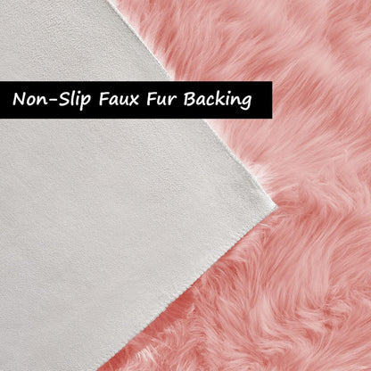 Goolela Pink Fur Rug for Bedroom Sheepskin Rug 2x6 Fluffy Runner Rug Dorm Fuzzy Furry Cute Shag Rug Decor Washable Sheepskin