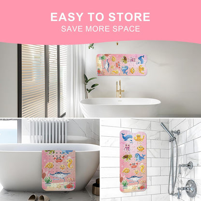 XIYUNTE Baby Bath Mat for Tub Non Slip Kids Bath Mat - 40"x16" Extra Long Bathtub Mat Non Slip Kids, Eco-Friendly Toddler Bath Mats with Suction Cups for Secure Grip, Easy to Clean & Easy Drying