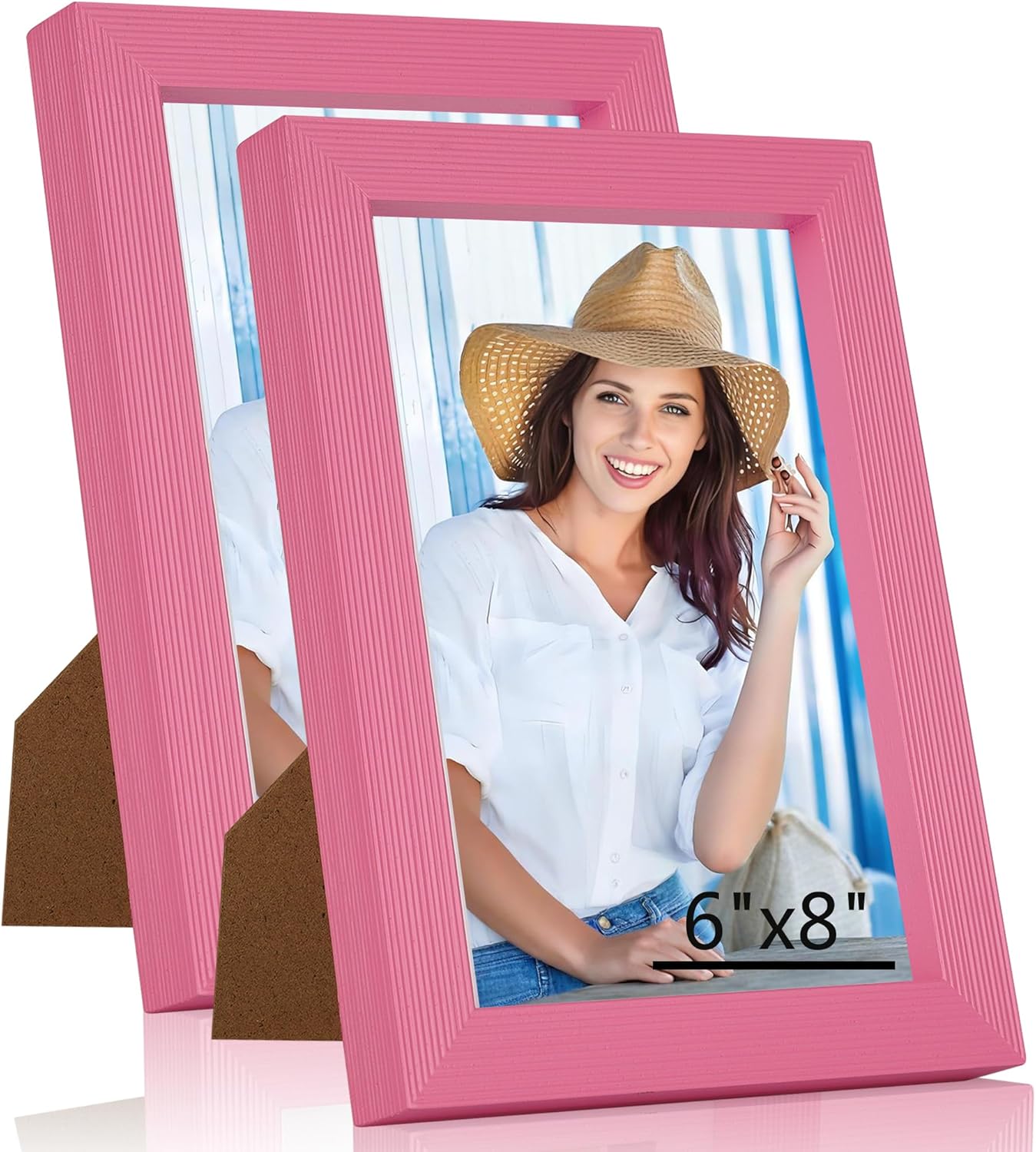 6x8 Picture Frame for Wall Hanging or Tabletop Display, Wall Mounting Horizontally or Vertically,Photo Frame with HD Plexiglass for Photos, Posters & Art Prints,Cherry Pink,Frame,2 Pack