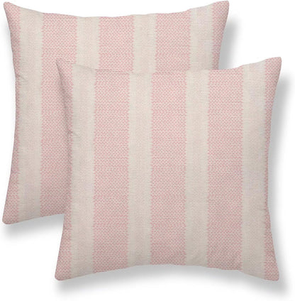 Pink Polka Dot Pillow Covers 18 x 18 Inch Set of 2 Boho Striped Decorative Outdoor Throw Pillow Covers Linen Modern Geometry Cushion Cases for Home Sofa Couch Living Room Decor