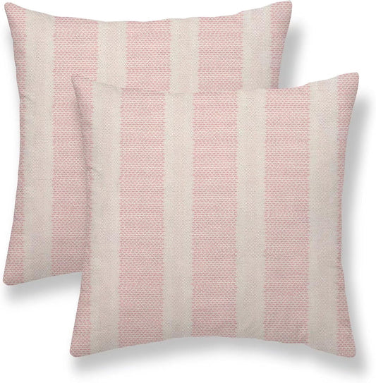 Pink Polka Dot Pillow Covers 18 x 18 Inch Set of 2 Boho Striped Decorative Outdoor Throw Pillow Covers Linen Modern Geometry Cushion Cases for Home Sofa Couch Living Room Decor