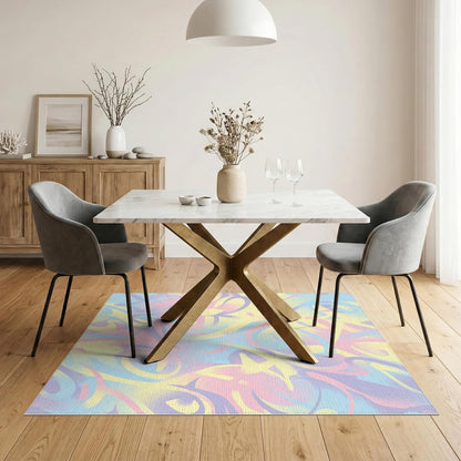 5'x7' Washable Abstract Abstract Area Rug, Pink Flatwoven Floor Covering Non-Slip Chair-Friendly Carpet for Dining Room, Under Table, Home Office | Ref:2090180