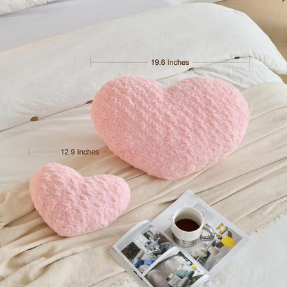 Heart Pillow, Soft Heart Shaped Pillow with Room Decorative Throw Pillows for Bed Couch Chair Sofa, Heart Shaped Cute Throw Pillow Cushion for Bedroom Living Room (Pink, Large 19.6" x 15.7")