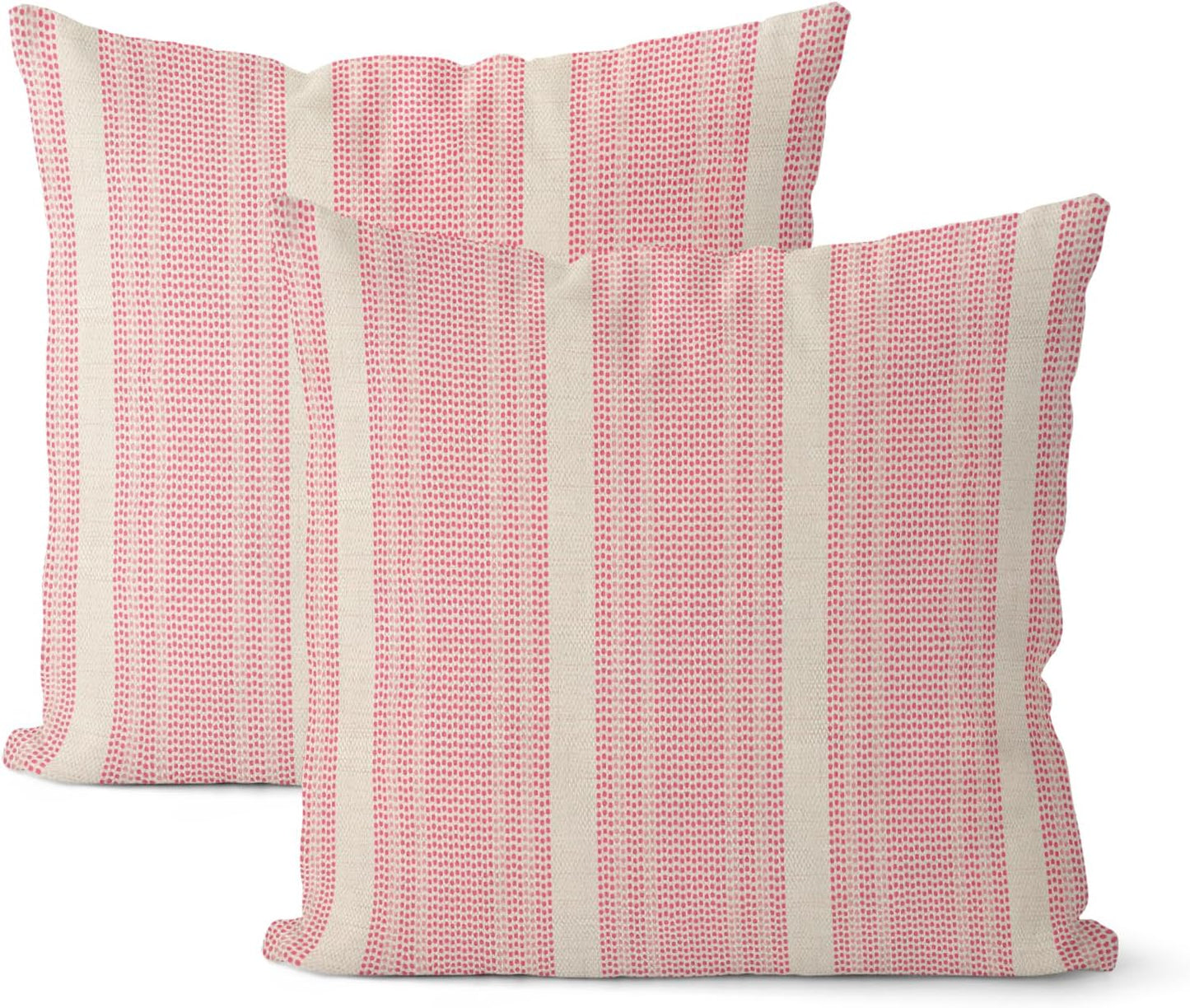 Pink Pillow Covers 18 x 18 Inch Set of 2 Abstract Boho Throw Pillows Pink Polka Dots Striped Decorative Outdoor Pillowcase Linen Cushion Cases for Home Bed Sofa Couch