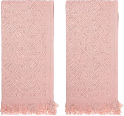 2PCS Pink Hand Towel for Bathroom,30×13Inch-Cute Boho Hand Towels Soft Absorbent,Face Cloths Soft Feeling Turkish Towel for Bath,Kitchen