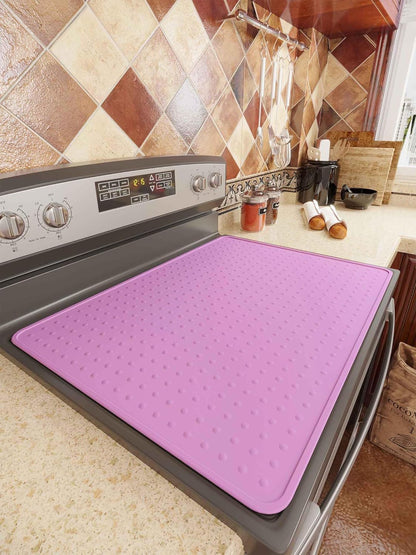 Silicone Stove Top Cover for Electric Stove, Glass Stove Top Protector, Stovetop Cover Mat for Cooktop, Flat Range Cover, Oven Top Protector, Coffee Bar Mat, 28 x 20 in, Pink