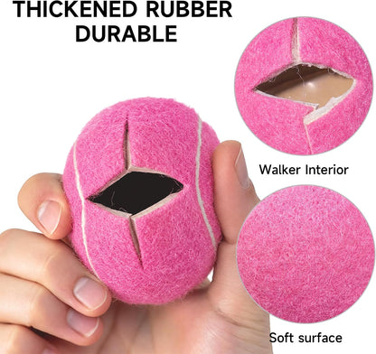 4 Pack Walker Tennis Balls – Pre-Cut Tennis Balls for Walker or Furniture Legs, Long Lasting Ski Glides & Pads, Easy Installation, Floor Protectors (Pink)