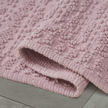 French Connection Nellore Bathroom Rugs, Set of 2 Woven and Beaded Bathroom Mats, Durable Bath Rugs, Thick Bath Mats for Bathroom and Shower Rugs, 17" x 28" and 20" x 38", Dusty Pink
