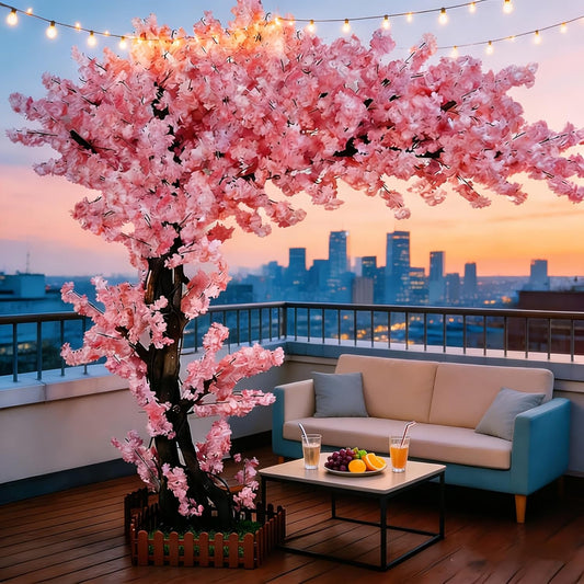 Large Artificial Cherry Blossom Trees 6.6ft Pink for Indoor Outdoors,Faux Cherry Blossom Sakura Tree for Wedding Party Office Shopping Hotel Restaurant Living Room Home Decor(6.6x5.2ft)