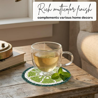 Glass Beads Coasters for Drinks - 12 Pcs Round 4 inch Drink Coaster Thick Absorbent Heat-Resistan - Used for Cold Hot Beverages Glasses Mugs Cups Plants Apartment Decor Bar Table - ALPHA Living HOME