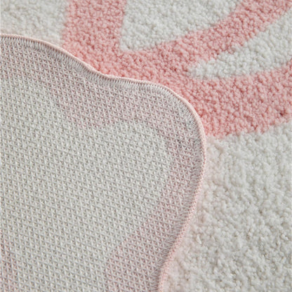 Pink Scalloped Bathroom Mat 26x18, Soft Absorbent Bath Mats, Machine Washable Microfiber Floor Mats for Bathroom Tubs, Sinks and Showers