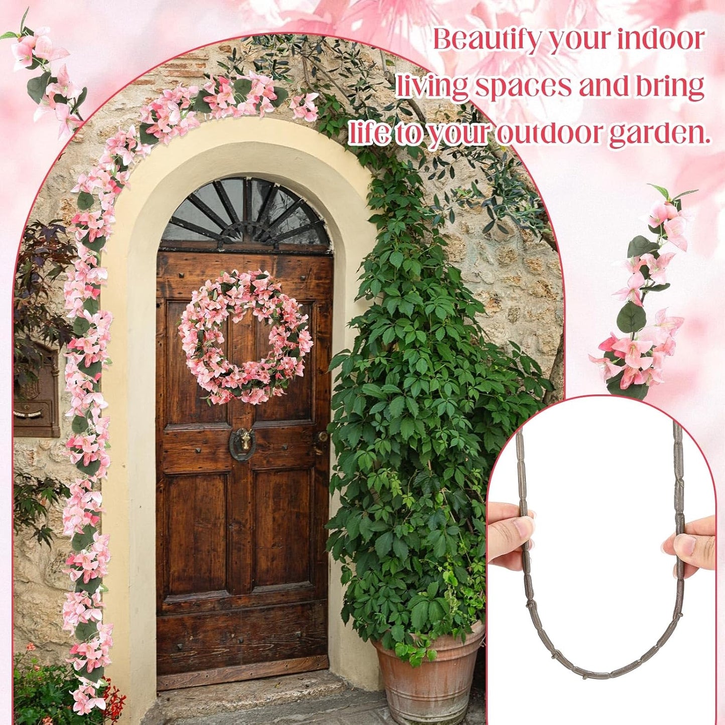 30 Pcs Artificial Faux Bougainvillea Fake Flower Silk Bougainvillea Branches UV Resistant Outdoor Indoor Decoration for Wedding Home Centerpieces Outside Decor (Peach Pink)