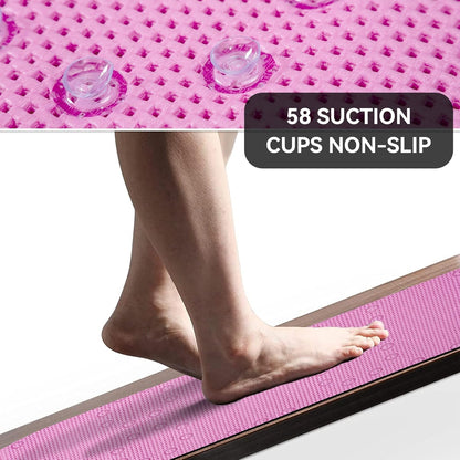 Bathtub Mat Non Slip 36” X 17” Pink Shower Mat Soft Foam Bath Mats for Bathroom Tub, Bathtub Mat with Drain Holes, Suction Cups, Shower Mat Non Slip