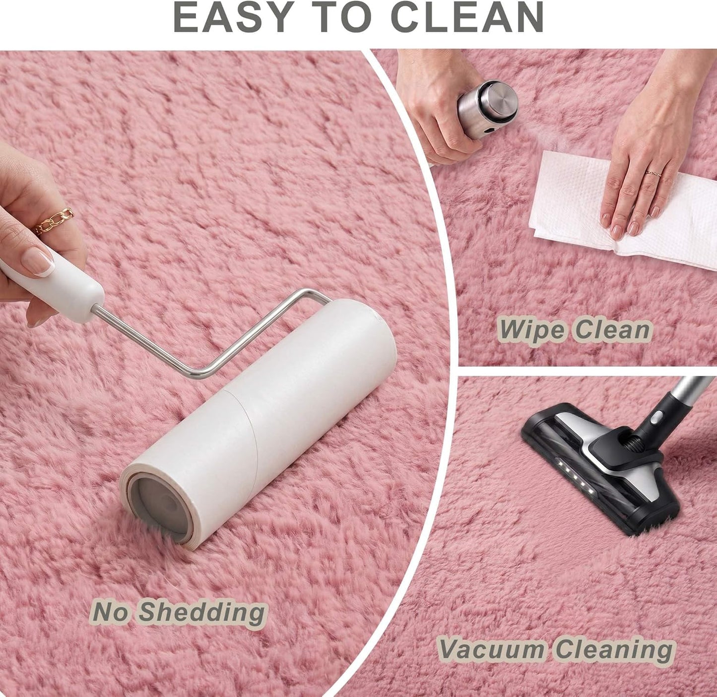 5x8 Ft Blush Pink Fluffy Area Rugs, Pet-Friendly Easy Care Ultra Soft Shag Carpet with Non-Slip Backing, Modern Fuzzy Plush Rug for Living Room, Bedroom & Playroom Decor