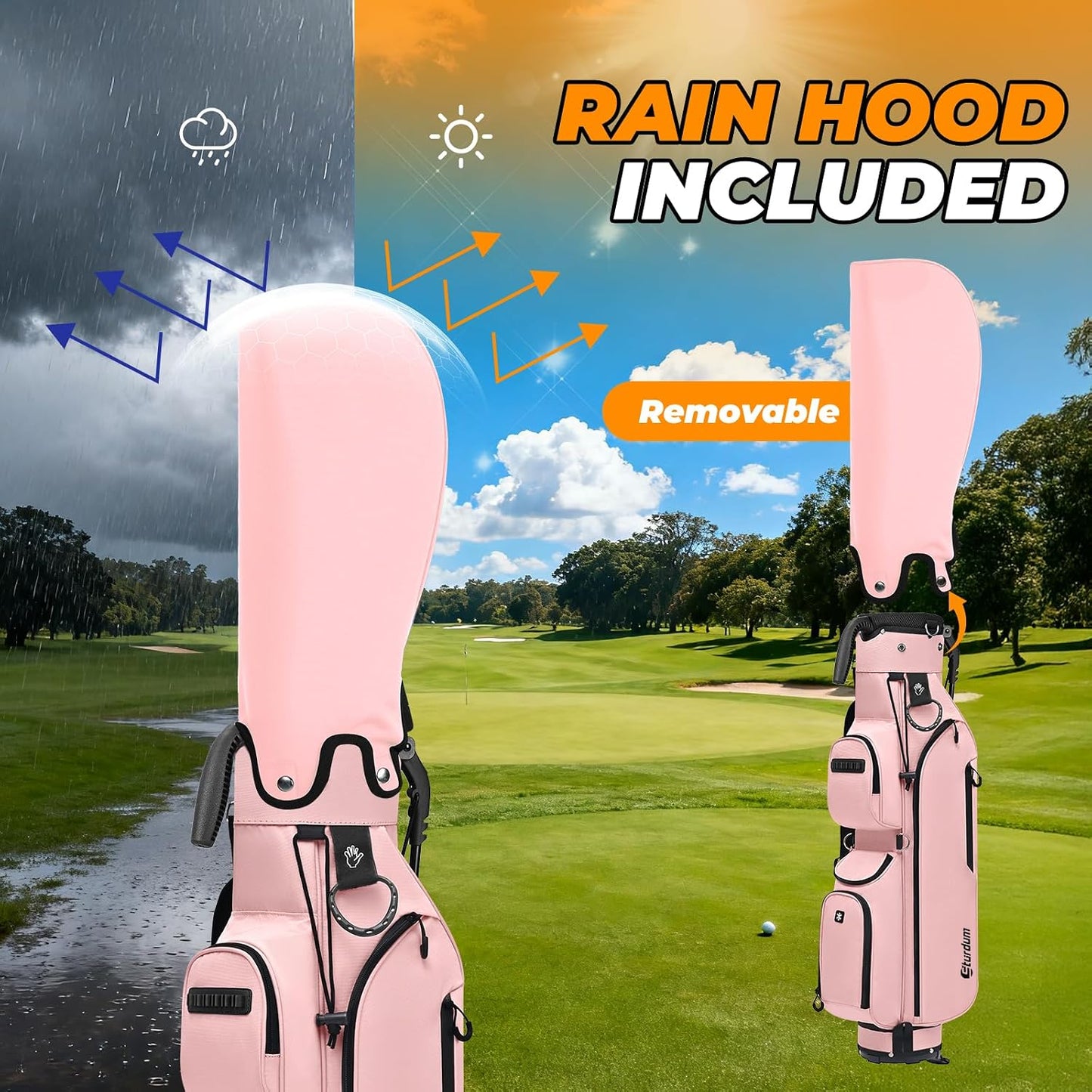 Golf Stand Bag, Lightweight Par 3 Golf Bag with 3 Way Dividers 900D Weatherproof Oxford, 3.7lbs Compact Yet Spacious Pitch N Putt for Driving Range, Cooler Pockets