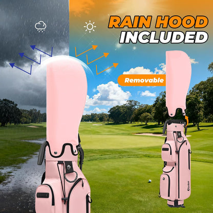Golf Stand Bag, Lightweight Par 3 Golf Bag with 3 Way Dividers 900D Weatherproof Oxford, 3.7lbs Compact Yet Spacious Pitch N Putt for Driving Range, Cooler Pockets