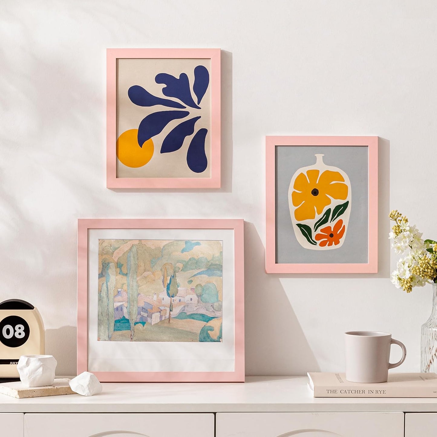 eletecpro 8x10 Picture Frame, Display Picture 5x7 with Mat or 8x10 without Mat, Colorful Picture Frame Made of Engineered Wood and Acrylic for Wall or Tabletop Display, Pink, 1 Pack