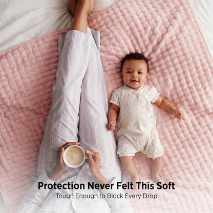 Bedsure Bubble Waterproof Blanket for Bed - Soft Fleece Reversible Dog Blankets for Large Dogs, Waterproof Couch Sofa Cover Bed Protector, Pink/Beige, King 108x90 inches