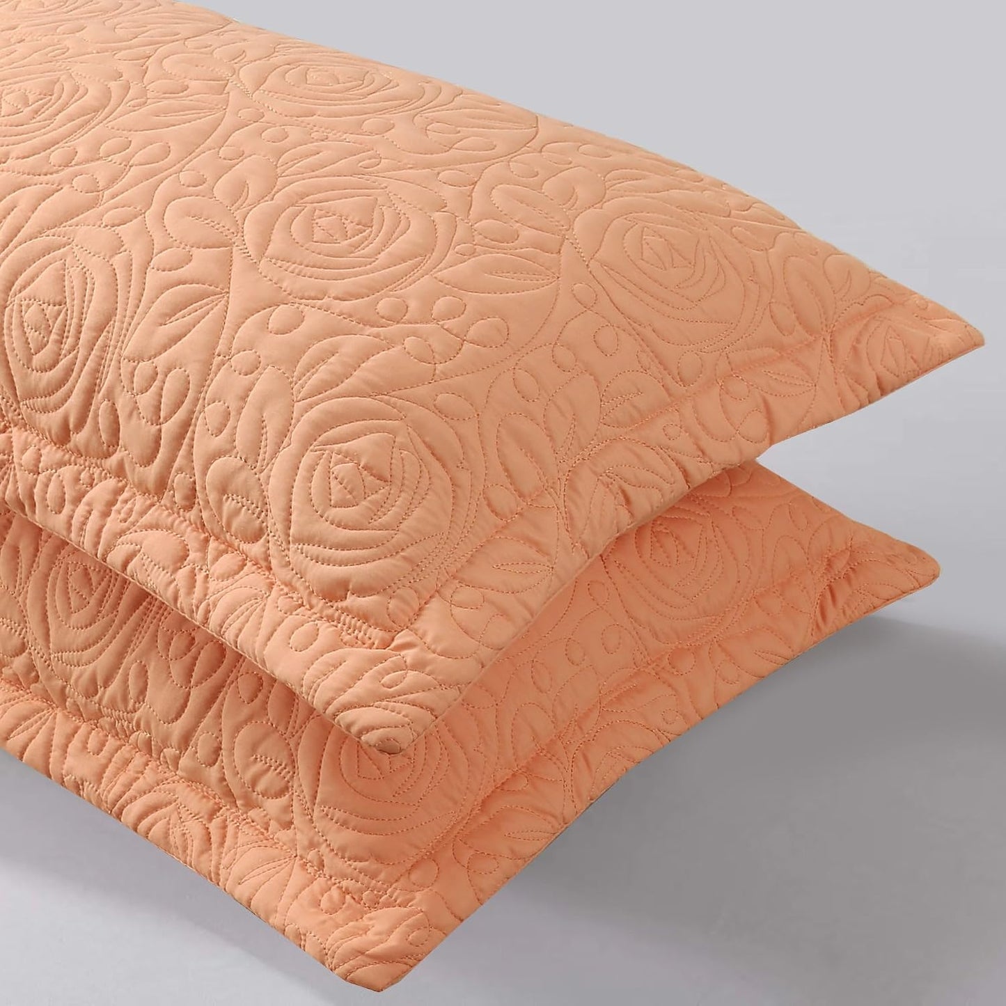 MarCielo 2-Piece Embroidered Pillow Shams, Decorative Microfiber Pillow Covers Set (Peach Fuzz, Standard)