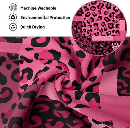 Dark Pink Leopard Shower Curtain Hot Pink and Black Cheetah Print Shower Curtains for Girls Bathroom Decor, Waterproof Fabric 70 x 72 inch with Hooks