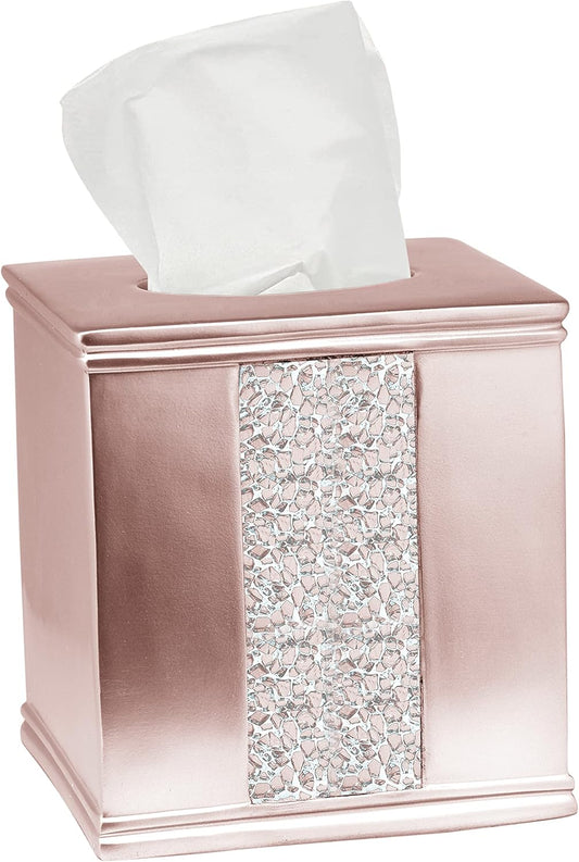Zahari Home Sinatra Tissue Box Cover Square Tissue Holder for Bathroom Bedroom Living Room, Blush