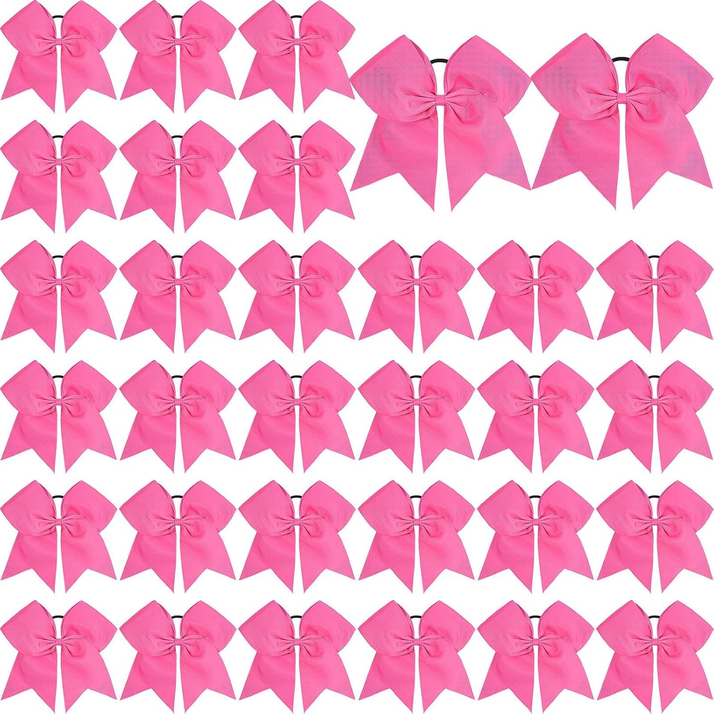 OAOLEER 32PCS 8" Large Cheer Hair Bows for Cheerleader, Big Jumbo Pink Cheering Hair Bows Ponytail Holder Elastic Band Handmade for Cheerleading College Sports (Pink)