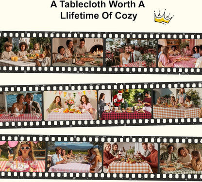 JIALE Gingham Tablecloth Rectangle Cotton Linen Fabric Checkered Table Cloth with Tassel Washable Wrinkle Free Buffalo Plaid Table Cover for Birthday Party Picnic Outdoor, Pink, 55x75
