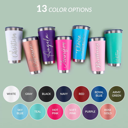 Personalized 30oz Tumbler with Engraved Name | Light Pink Stainless Steel Travel Mug with Slider Lid | Vacuum Insulated Coffee Cup | Custom Gift for Women & Men, Birthday, Christmas