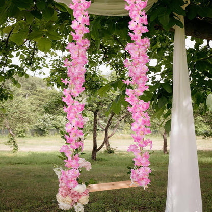 CITYES 2 Pcs Artificial Cherry Blossom Flower Vines Cherry Blossom Garland 18.48 ft Hanging Silk Flowers Vines Fake Flower Garland Outdoors for Home Wedding Garden Party Arch Office Decor Pink
