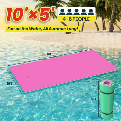 9/10/12/18 FT 3-Layer XPE Lily Pad Floating Mat, Double-Sided Use Floating Water Mat, Floating Mat for Lack/River/Sea/Pool, Water Mat Suitable for Adult and Children