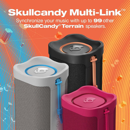 Skullcandy Wireless Terrain XT Bluetooth Speaker - IPX7 Waterproof Portable Terrain Speaker with Dual Custom Passive Radiators, 14 Hour Battery, Nylon Wrist Wrap, & True Wireless Stereo (Pink)