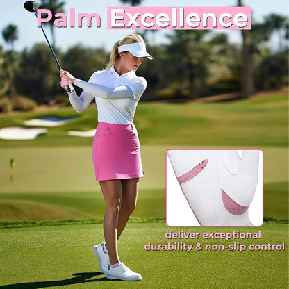 AIGEVTURE Womens Golf Gloves Ladies Golf Gloves Breathable Yoga Mesh Back for Fashion Conscious Golfers