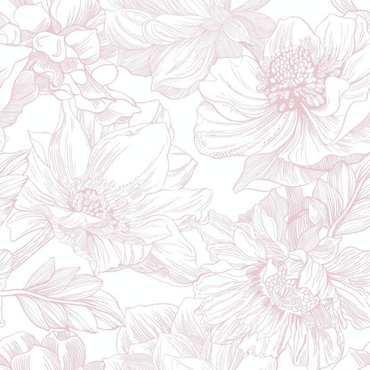 Ismoon Large Floral Peel and Stick Wallpaper Boho White/Pink Contact Paper 17.3inx6.5ft Removable Self Adhesive Bedroom Cabinet Mural Wall Decor Vinyl Roll