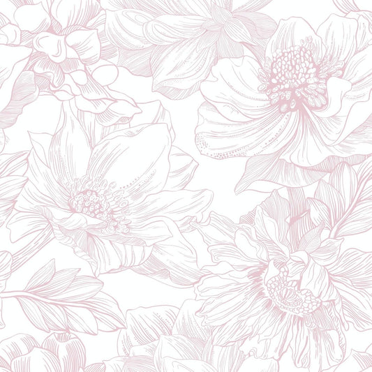 Ismoon Large Floral Peel and Stick Wallpaper Boho White/Pink Contact Paper 17.3inx6.5ft Removable Self Adhesive Bedroom Cabinet Mural Wall Decor Vinyl Roll