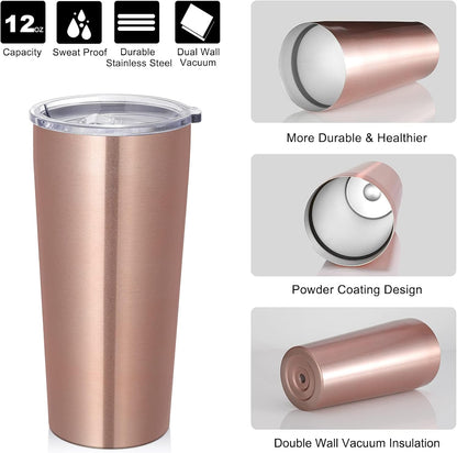 20oz Tumbler Bulk with Lid and Straw 1 Pack, Stainless Steel Vacuum Insulated Tumbler, Double Wall Coffee Cup Travel Mug, Rose Gold