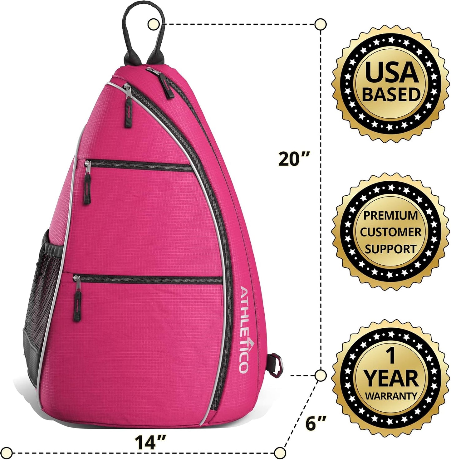 Athletico Sling Bag - Crossbody Backpack for Pickleball, Tennis, Racketball, and Travel for Men and Women