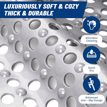 Non-Slip Bathtub Mat 31.5"x17.7" - 200+ Suction Cups, Quick-Dry PVC Shower Mat with Drain Holes - Slip Resistant for Bathroom, Machine Washable Grip Mat